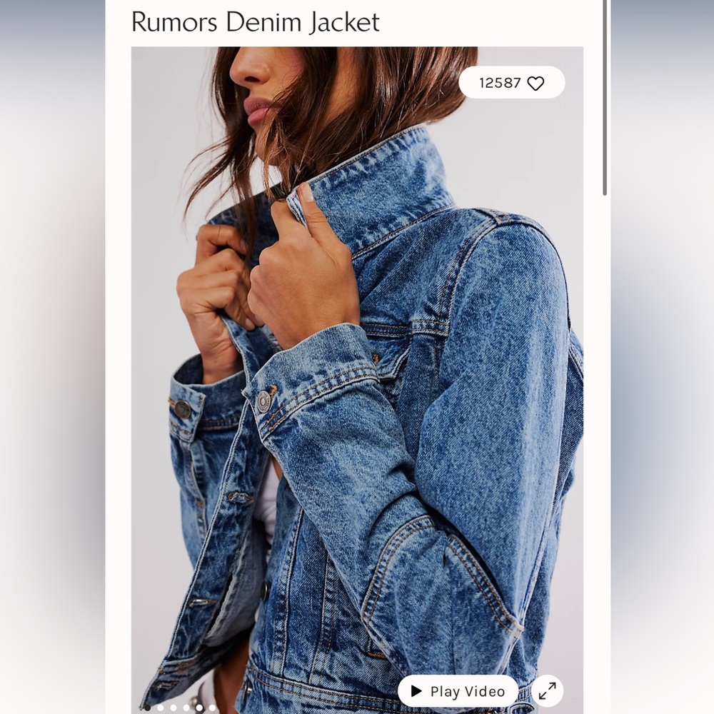 Free People Rumors Denim Jacket Indigo Blue Size Medium